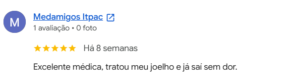 Avaliação de Medamigos Itpac para a Dra. Núbia Kênia no Google