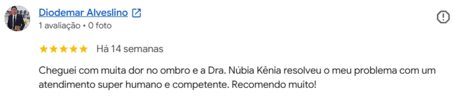 Avaliação de Diodemar Alveslino para a Dra. Núbia Kênia no Google